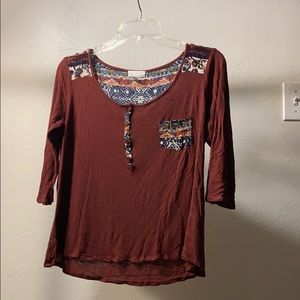 extra small full tilt burgundy t-shirt
